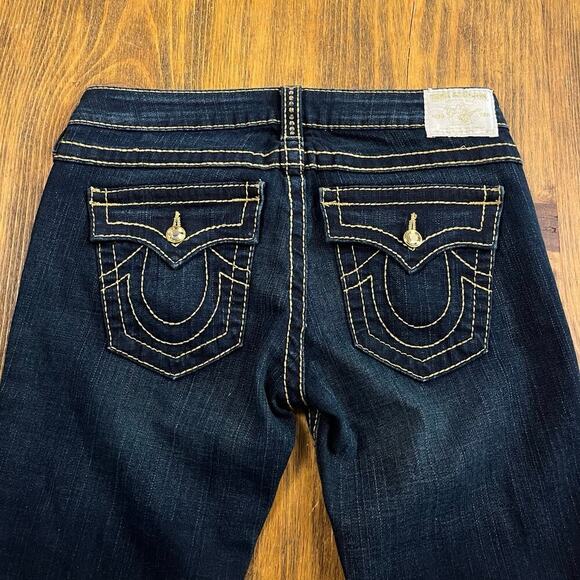 True Religion Y2K Swarovski Crystal Dark Wash Flare Disco Joey Big T Jeans - Picture 5 of 8